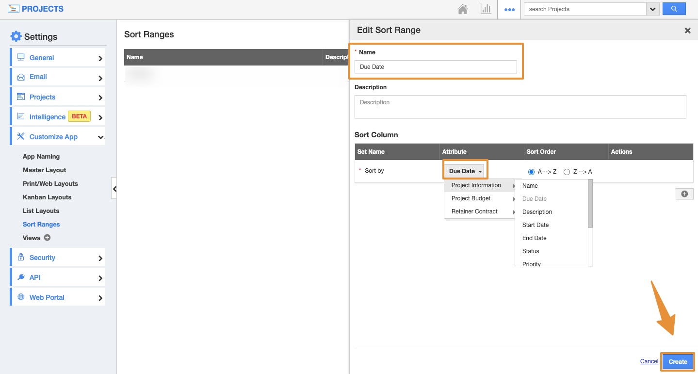 Create Sort Ranges